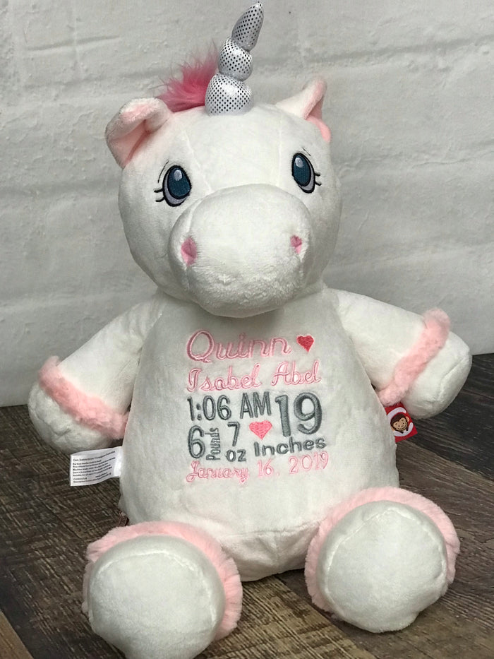 Personalized Unicorn Cubbie- White