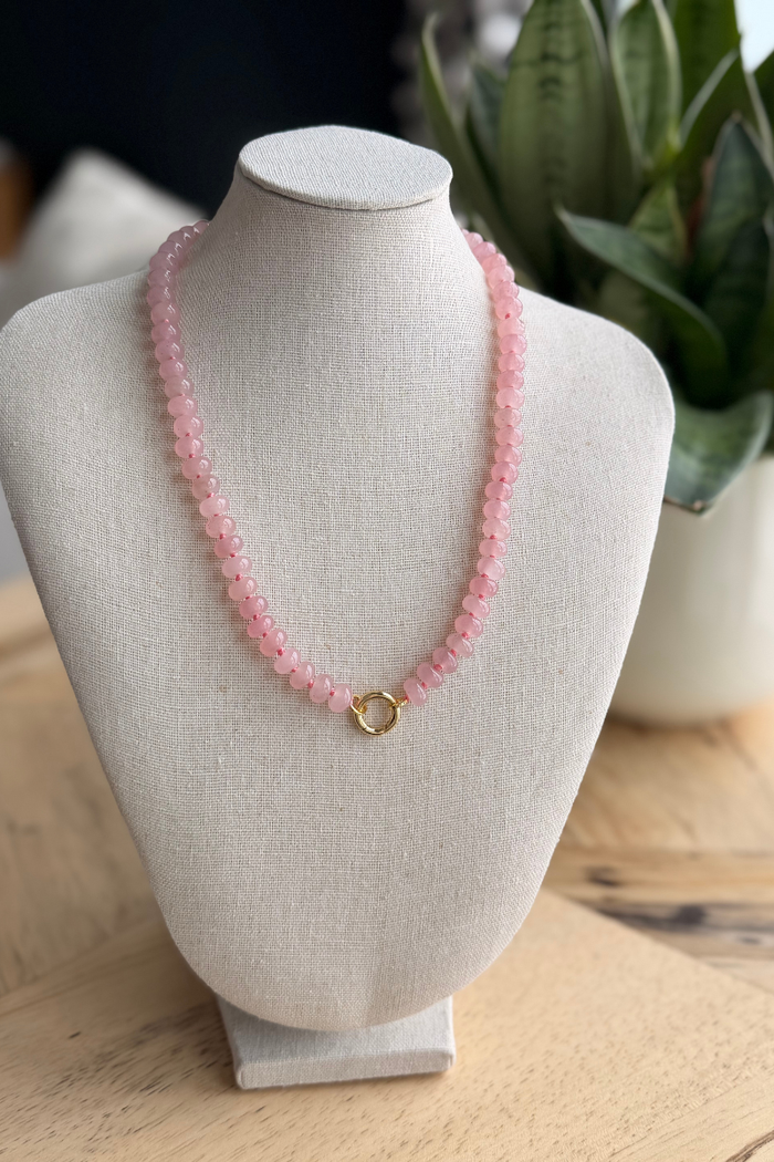 Pink Poppy Charm Necklace