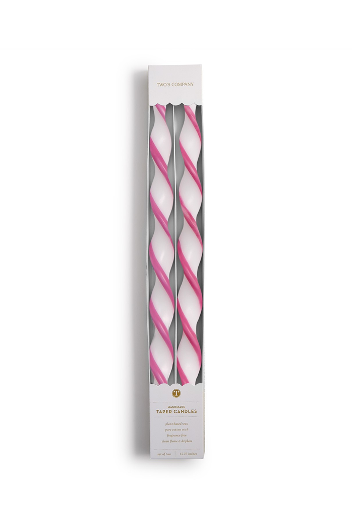 Pink Ribbon Twist Taper Candles