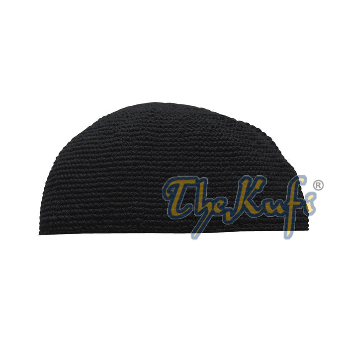 Plain Black Hand-Crocheted Kids Kufi Hat