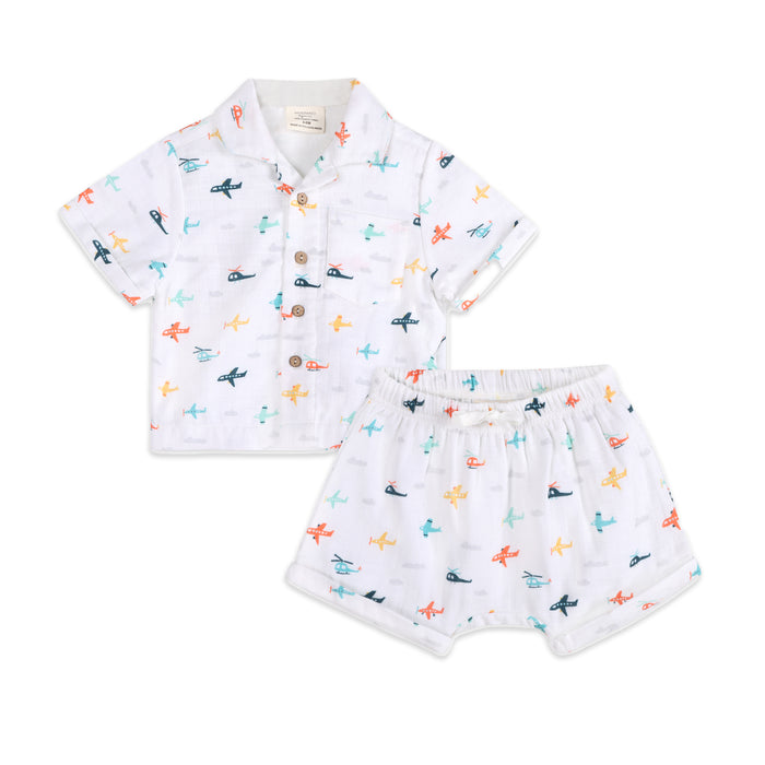 Planes Baby Shirt & Shorts Set (Organic Muslin)