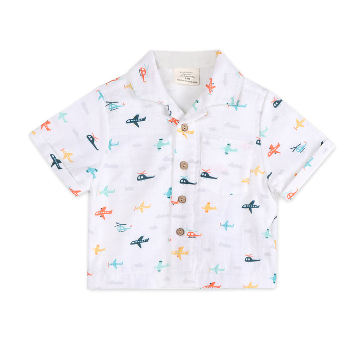 Planes Baby Shirt Front (Organic Muslin)