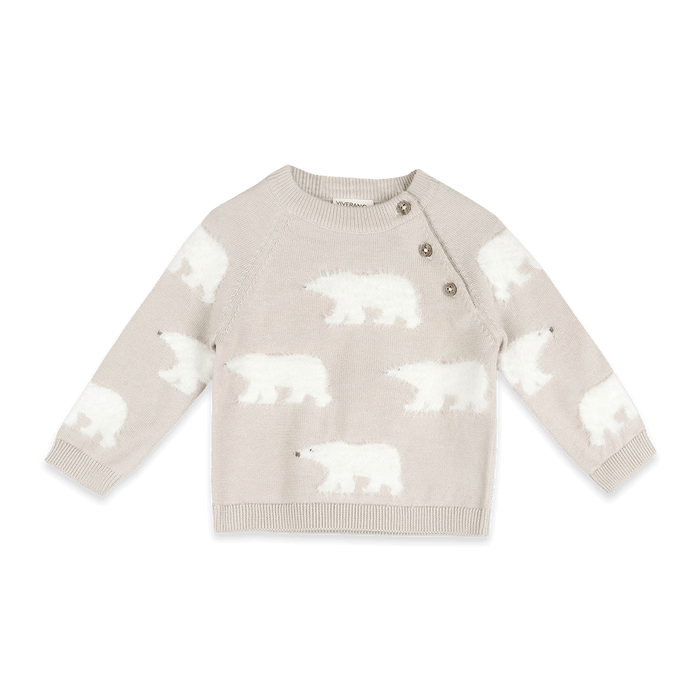 Organic Cotton Polar Bear Baby Sweater Pullover and Pant Set, Front
