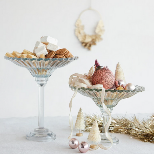 Pressed Glass Pedestal Bowl - 13 Hub Lane   |  Pedestal Bowls