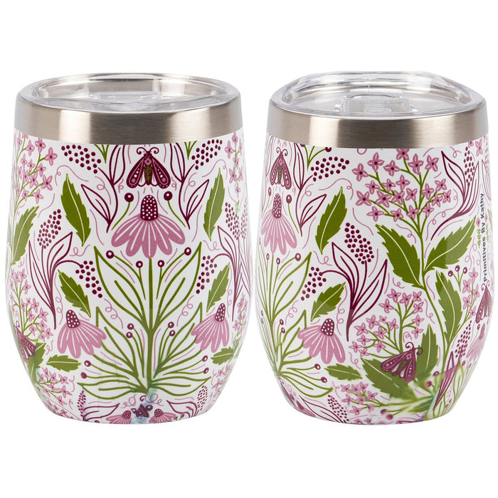 Purple Floral Wine Tumbler