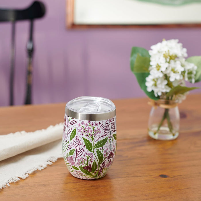 Purple Floral Wine Tumbler