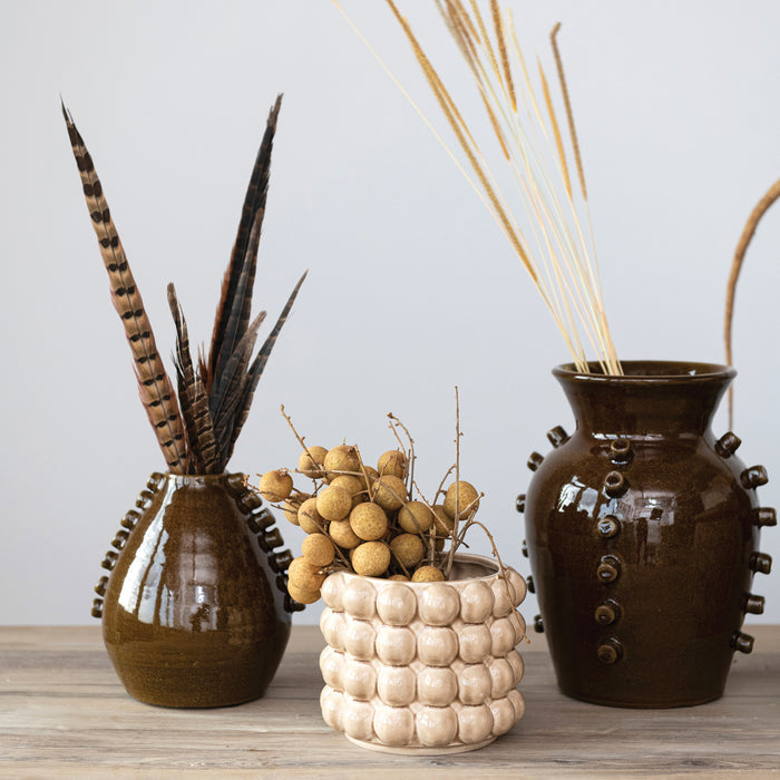 Raised Dots Stoneware Planter