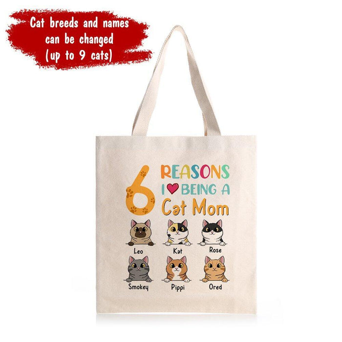 Reasons I Love Being A Cat Mom - Personalized Cat Tote Bag