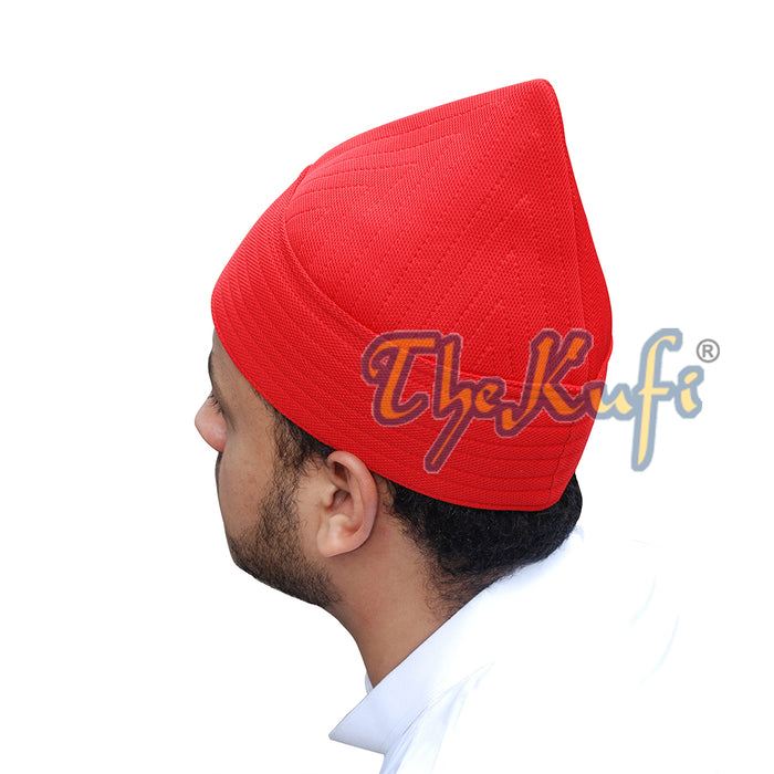 Red Semi-Rigid Soft Handcrafted Tall Naqshbandi Tariqah Sufi Nakshibendi Kufi Hat