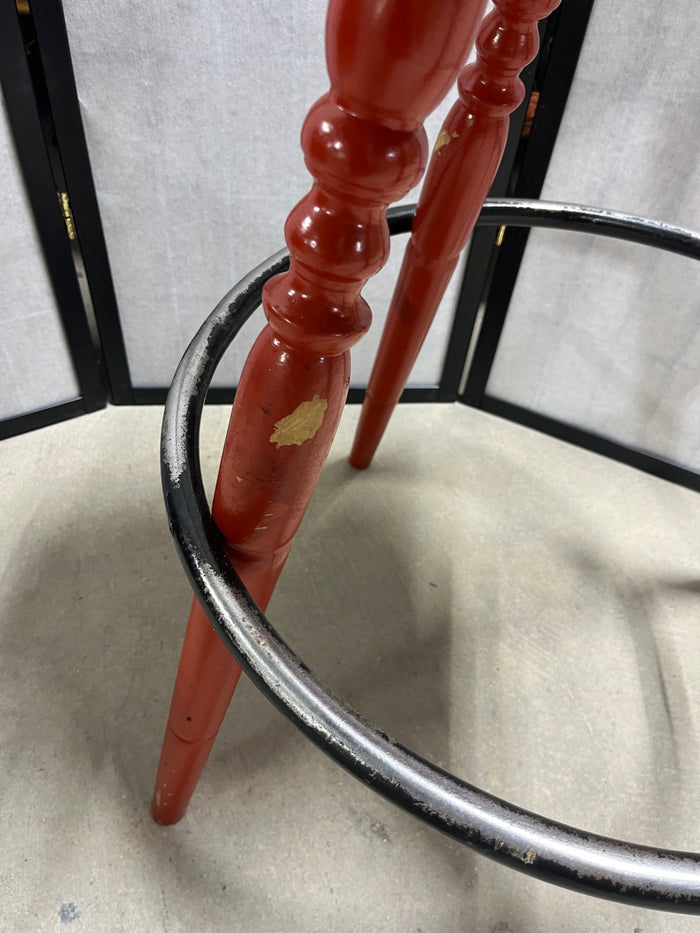 Reddish/Orange Painted Swivel Bar Stool