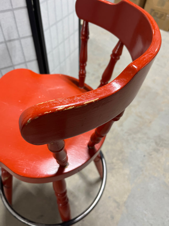 Reddish/Orange Painted Swivel Bar Stool