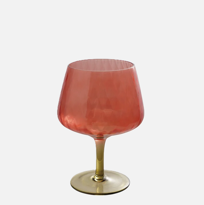 Ribbed Stemmed Glass, Red & Olive - 13 Hub Lane   |  Wine Glasses
