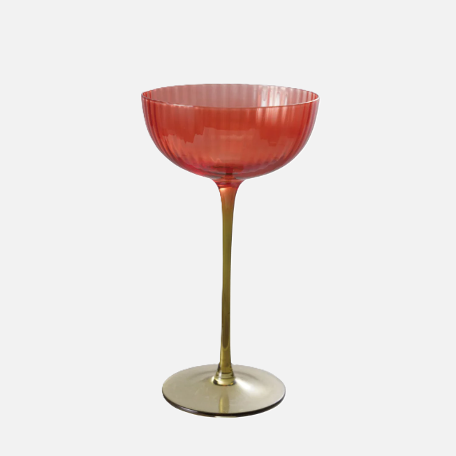 Ribbed Stemmed Glass, Red & Olive - 13 Hub Lane   |  Wine Glasses