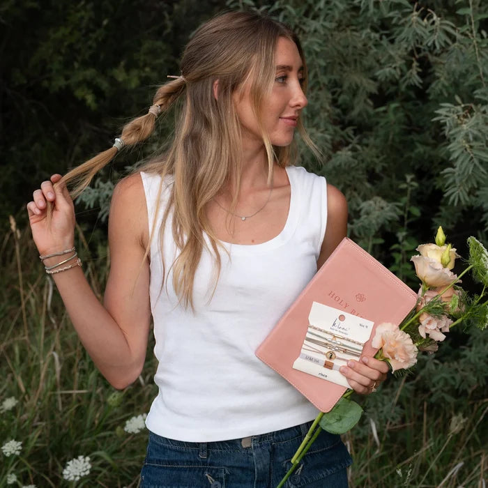 "Risen" Warm Neutrals with Gold Christus Hair Tie Bracelets