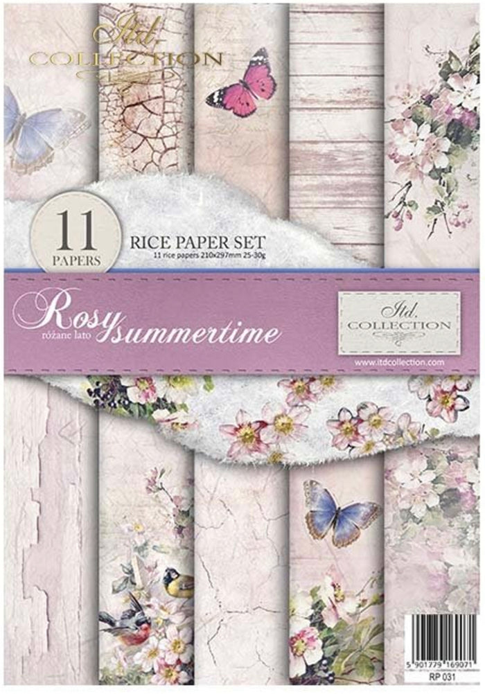 Rosy Summertime, rice paper design by ITD Collection, arts & entertainment > party & celebration > party supplies > invitations, for decoupage and crafting