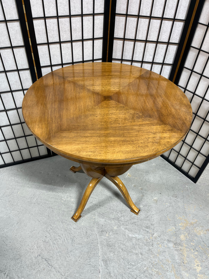 Round Wooden Occasional Table with Mid Century Flair