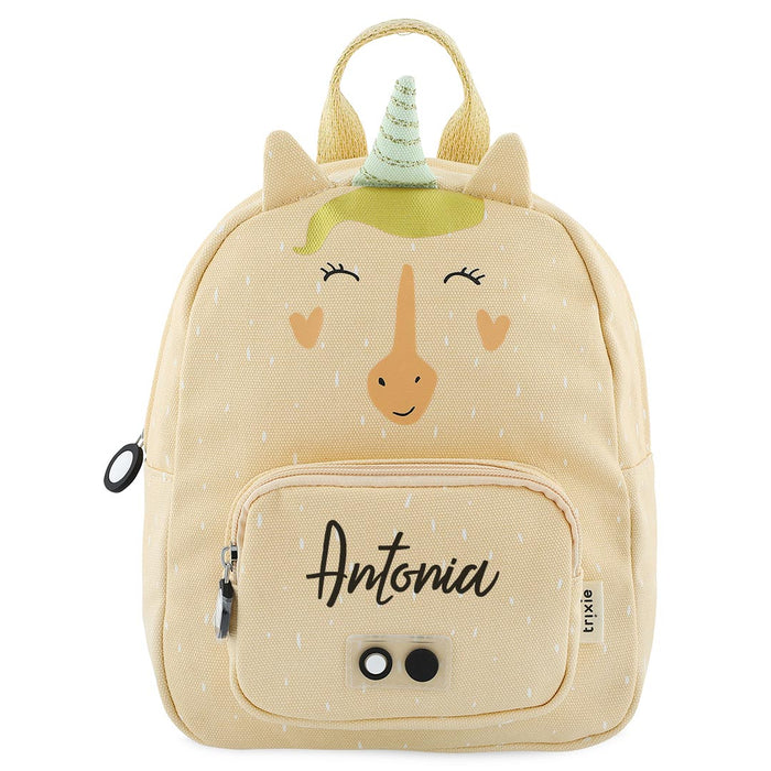 Trixie Rucksack klein Frau Einhorn personalisiert mit Namen – Soft Orange Kinder-Rucksack mit Einhornmotiv und Brustgurt