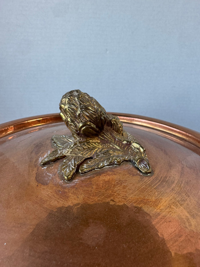 Ruffoni Historia Italian Hammered Copper Pot with Brass Handles & Acorn Lid Handle