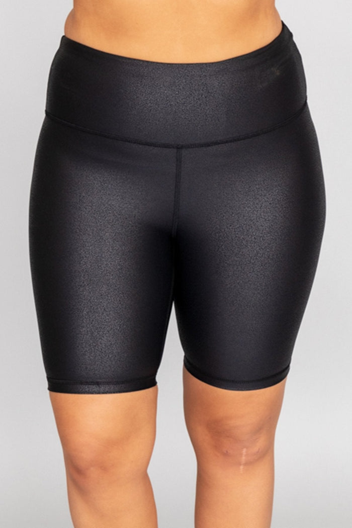Run After A Dream Faux Leather Black Biker Shorts