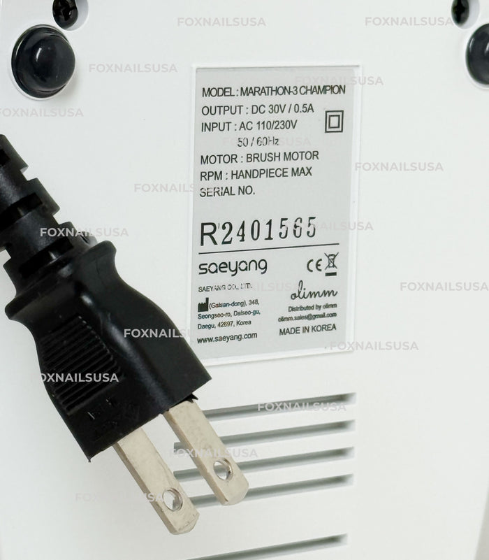 Lightly Used (see description) Saeyang Marathon Champion 3 White + SH30N 30k RPM — Original E-File Nail Drill Machine Drill machine Saeyang