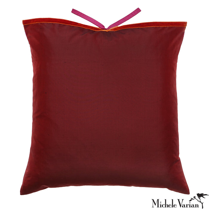 Sari Pillow Raspberry Grid 22x22