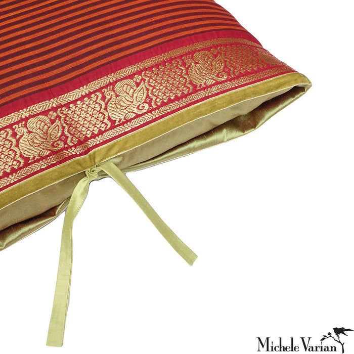 Sari Pillow Tomato Stripe 12x22