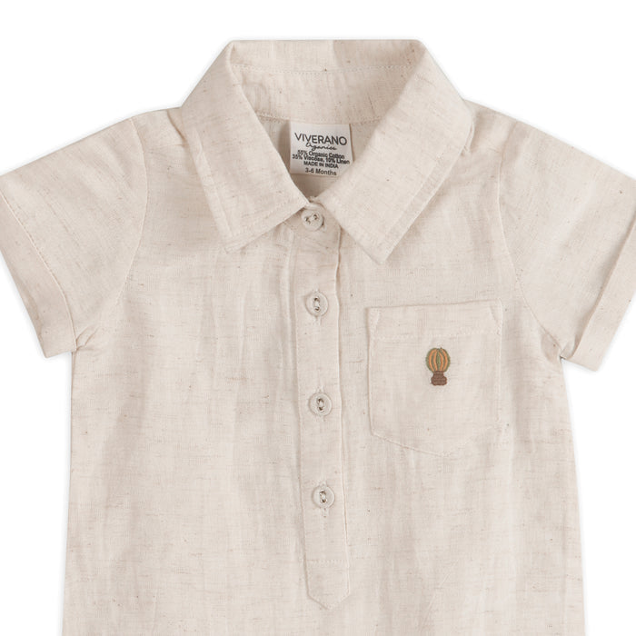 Sebastian Pocket Baby Romper Detail (Linen Blend)