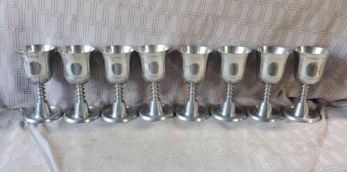 Set of 8 Pewter Wine Goblets