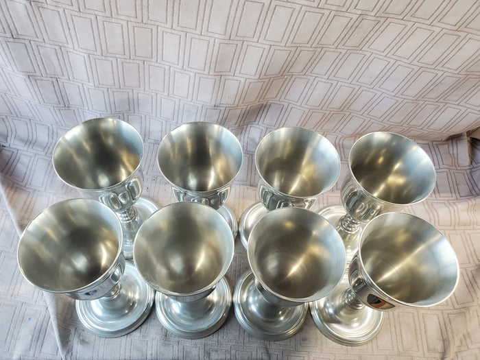 Set of 8 Pewter Wine Goblets