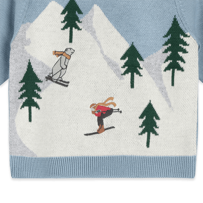 Organic Cotton Ski Knit Baby Pullover Sweater and Pant Set, Detail