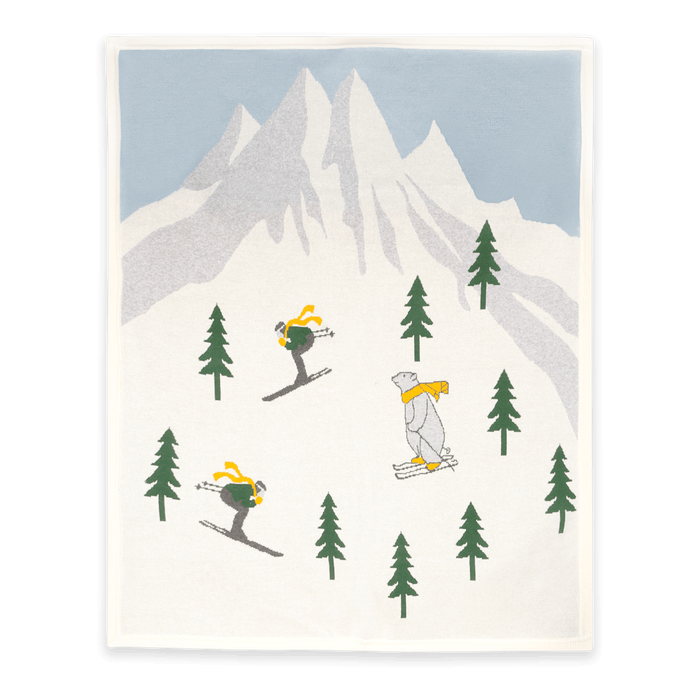 Ski Run - Organic Cotton Jacquard Knit Baby Blanket