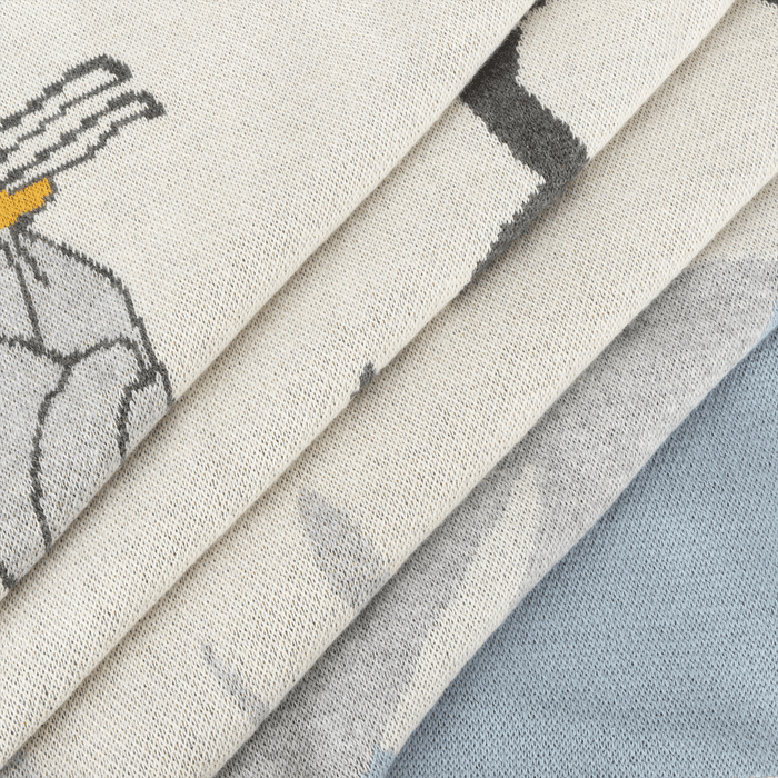 Ski Run - Organic Cotton Jacquard Knit Baby Blanket (Detail)
