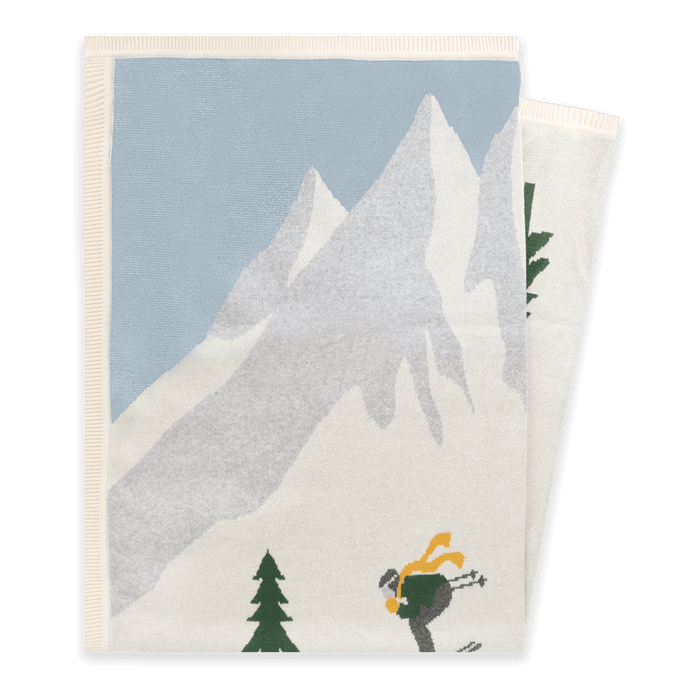 Ski Run - Organic Cotton Jacquard Knit Baby Blanket (Folded)