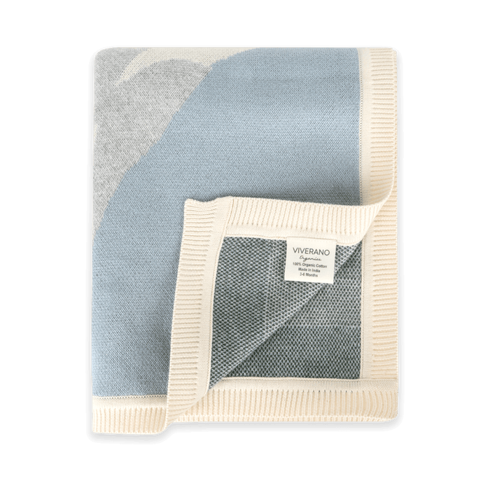 Ski Run - Organic Cotton Jacquard Knit Baby Blanket (Fold)
