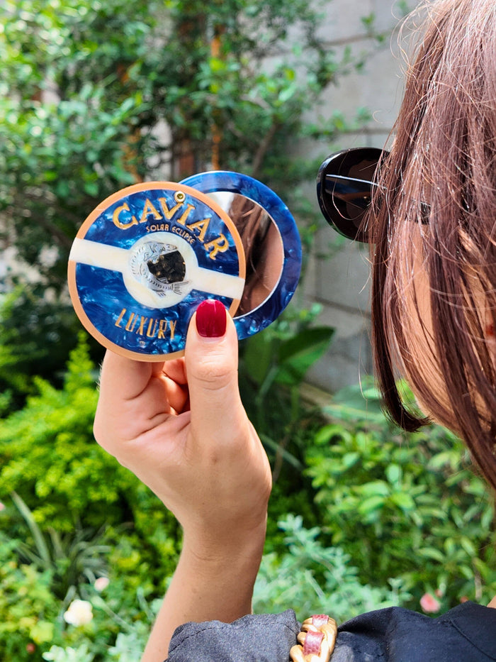 Solar Eclipse - Hand-painted Caviar Compact Mirror