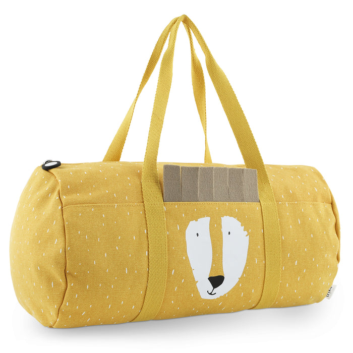 Trixie Sporttasche Herr Löwe in Gelb – runde Kindertasche aus Baumwolle mit Löwenmotiv und Reißverschluss