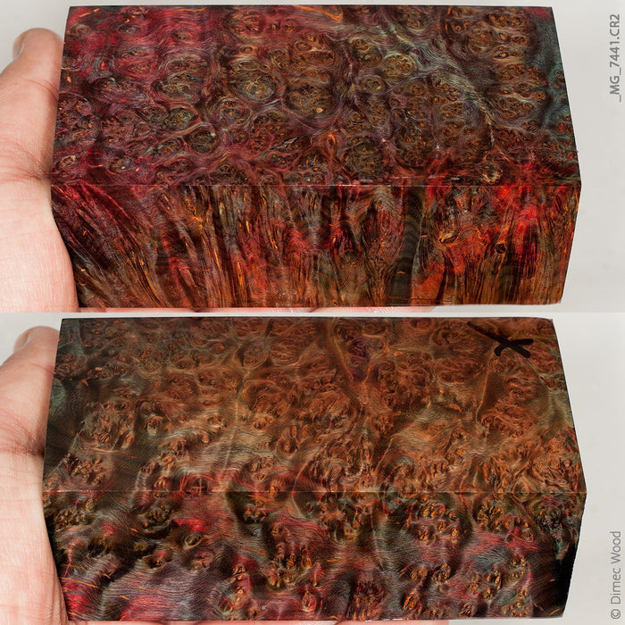 Stabilized wood alder burl block