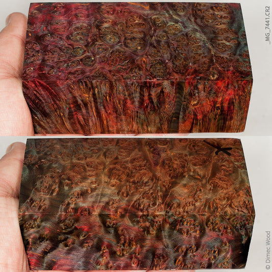 Stabilized wood alder burl block