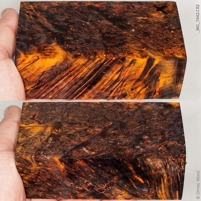 Stabilized wood alder burl block