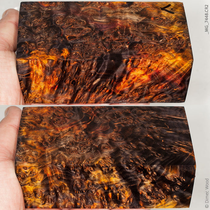 Stabilized wood alder burl block
