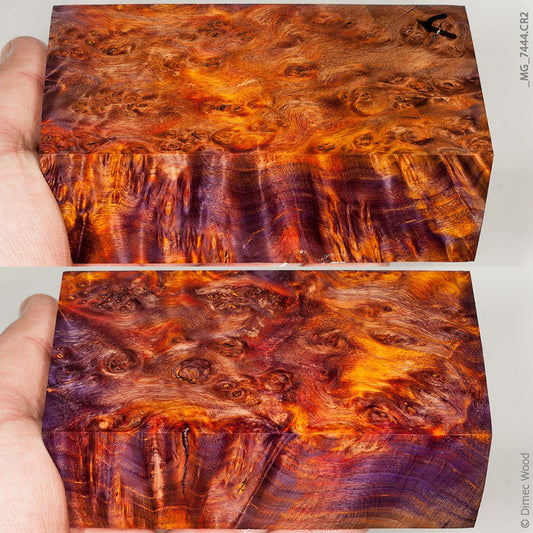 Stabilized wood alder burl block