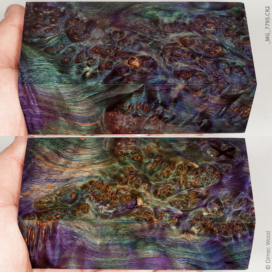 Stabilized wood alder burl block