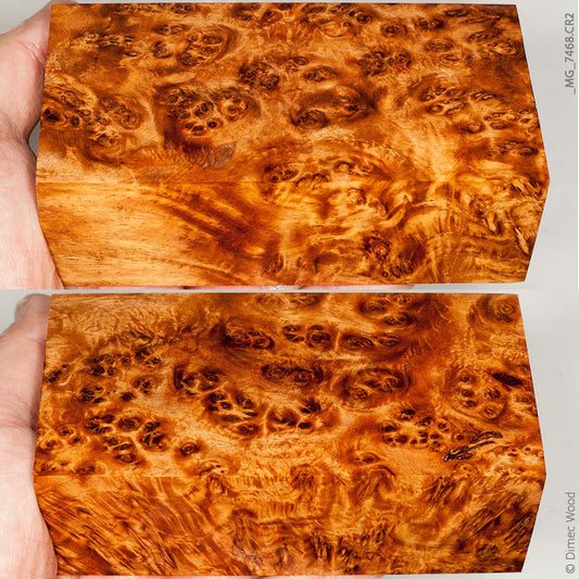 Stabilized wood golden amboyna burl block