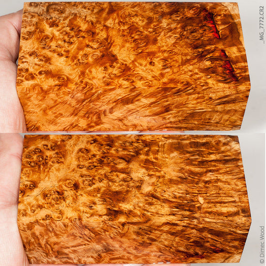 Stabilized wood golden amboyna burl block