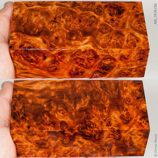 Stabilized wood red amboyna burl block