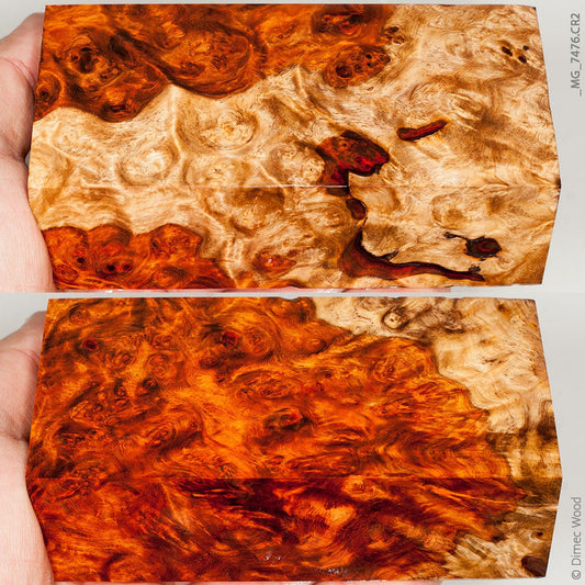 Stabilized wood red amboyna burl block