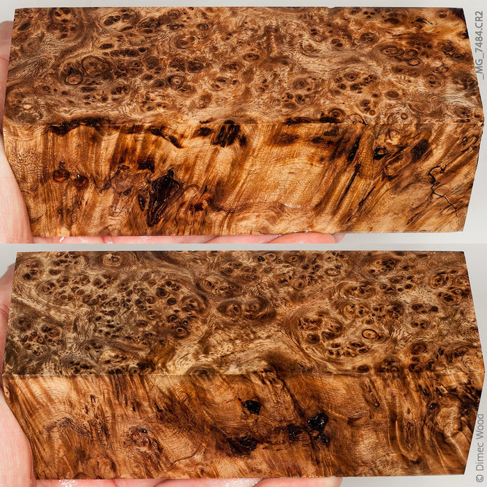 Stabilized wood spalted amboyna burl block