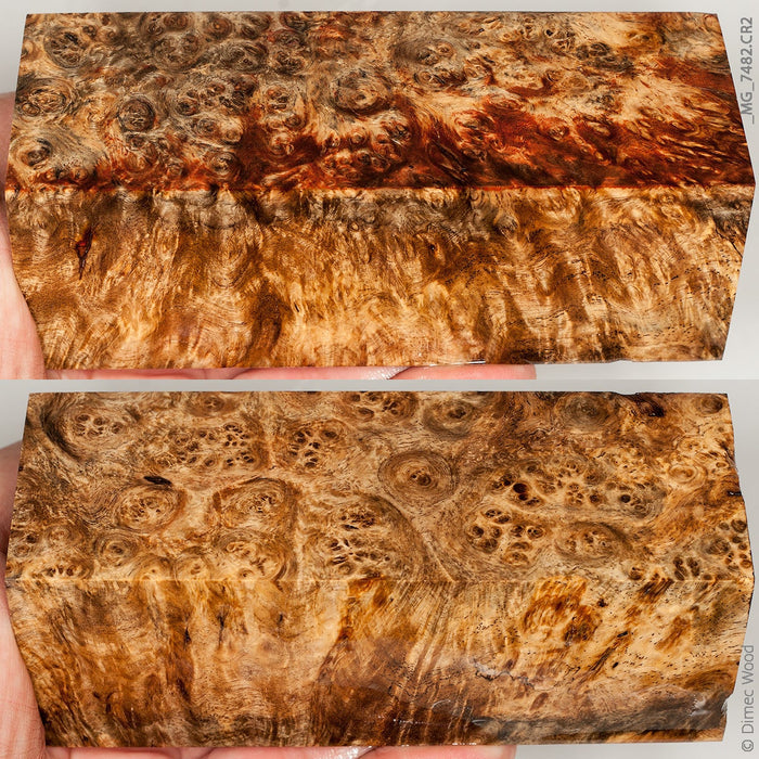 Stabilized wood spalted amboyna burl block