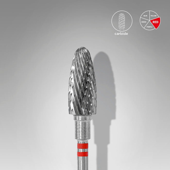 Staleks Carbide nail drill bit "corn" red, 6 mm for left-handed users Drill Bit Staleks