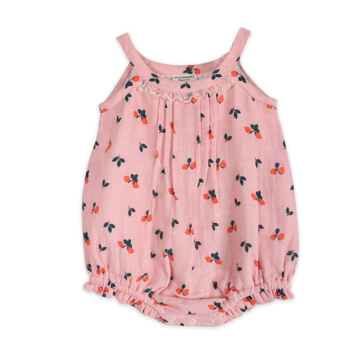 Strawberry Baby Romper + Headband (Organic Muslin)